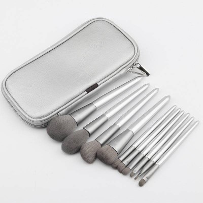 Leichi custom logo factory wholesale 10 pieces of set professional make up brush With PU bag