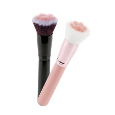 Amazon Express Ebay Hot Sales Custom Pink Black Cat Claw Shape Hair Blush Foundation Brush Single Makeup Brush