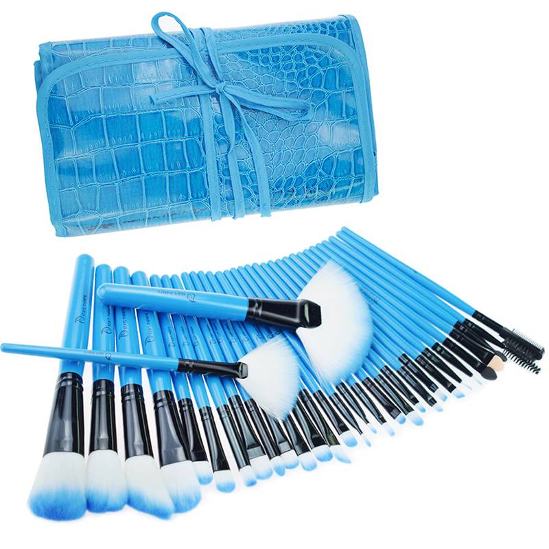 Wholesale Fiber Hair Pink Blue Makeup Brushes 2021 Beauty Makeup Tools 32pcs Full Makeup Sets With Brush Palette